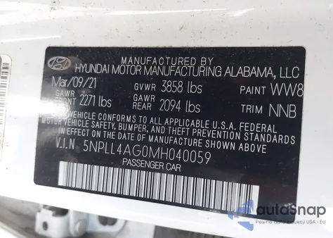 2021 Hyundai Elantra Se из США, поврежденный, VIN 5NPLL4AG0MH040059